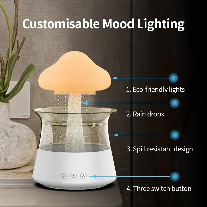 Cloud rain night light humidifier